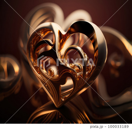 jewelry gold item in the shape of a heart on a dark background 100033189