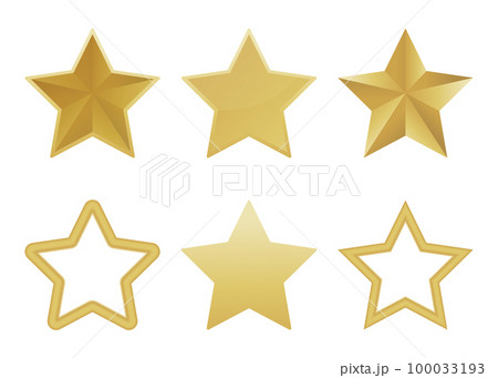 Vector set of realistic golden 3D star isolated on white background. Glossy Christmas stars icon. Vector illustration. 100033193