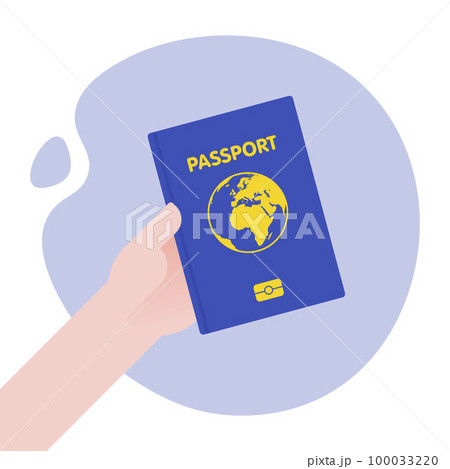 Hand holding passport for international journey. Vector illustration in flat style 100033220