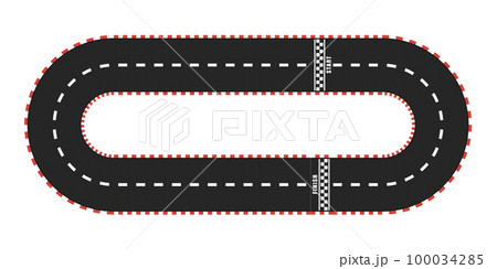 Race track with start and finish line. top view Race track with start and finish line. top view 100034285
