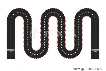 Race track with start and finish line. top view 100034289