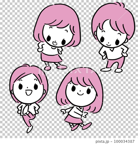 踊っている男の子と女の子 踊っている男の子と女の子 100034387