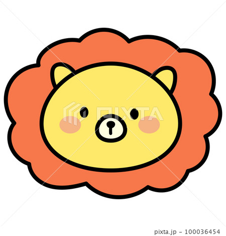 シンプルでかわいいライオン　イラスト素材　絵本風 100036454