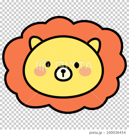 シンプルでかわいいライオン　イラスト素材　絵本風 100036454