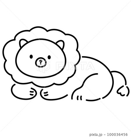 シンプルでかわいいライオン　イラスト素材　絵本風 100036456
