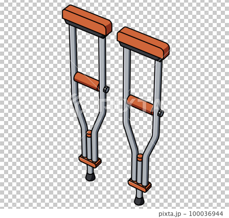 松葉杖斜めのイラスト 松葉杖斜めのイラスト 100036944