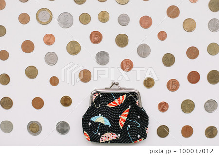 Open wallet with different coins isolated on white background top view. Financial crisis, poverty, lack of money concept Open wallet with different coins isolated on white background top view. Financial crisis, poverty, lack of money concept 100037012