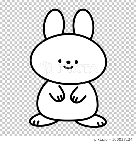 絵本風　シンプルでかわいいウサギのイラスト素材　線画 100037124