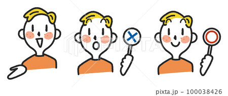 さまざまな事例に対してサジェスチョンする小学生たち　セット　イラスト素材							 100038426