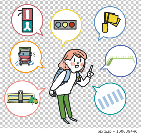 高年級學生交通安全教學插圖素材 100038440