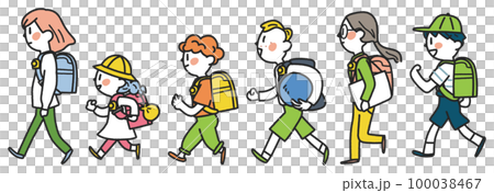 小學生上下學插畫素材 100038467