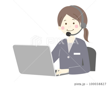 パソコンに向かう女性のオペレーター 100038827