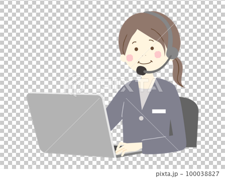 パソコンに向かう女性のオペレーター 100038827