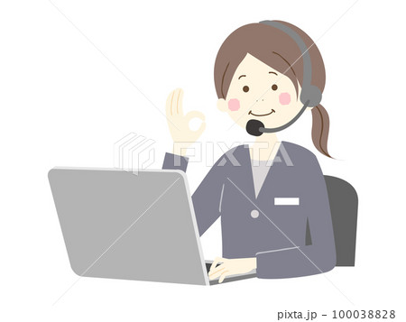 パソコンに向かう女性のオペレーター 100038828