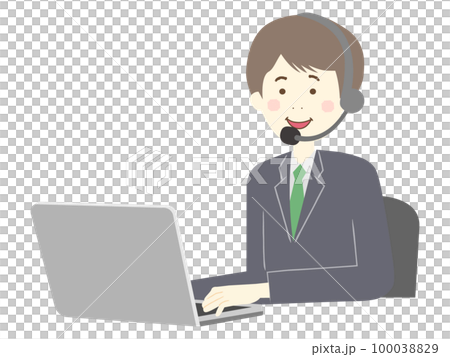 パソコンに向かう男性のオペレーター 100038829