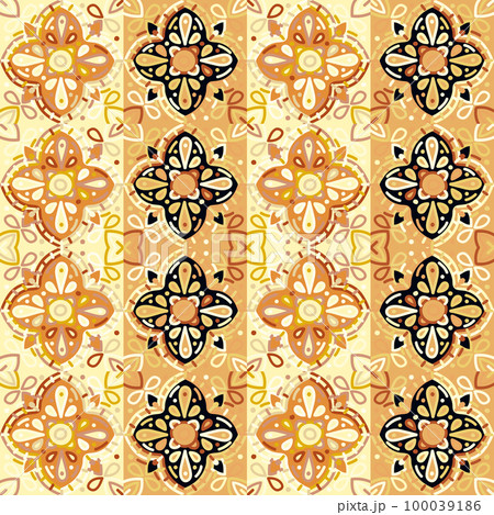 Islam, Arabic, Indian, ottoman motifs mosaic tile. Decorative ornament elements seamless pattern. Islam, Arabic, Indian, ottoman motifs mosaic tile. Decorative ornament elements seamless pattern. 100039186