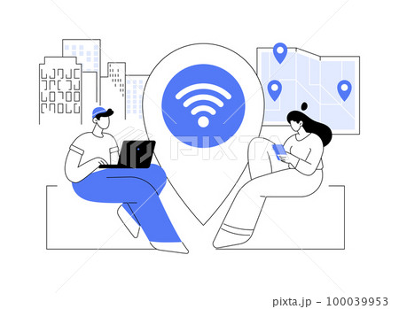 Public wi-fi hotspot abstract concept vector illustration. 100039953