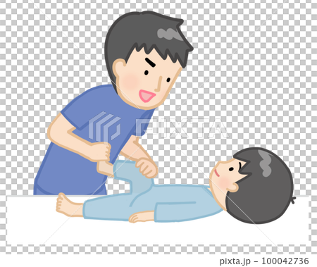 按摩孩子腳的男人 100042736