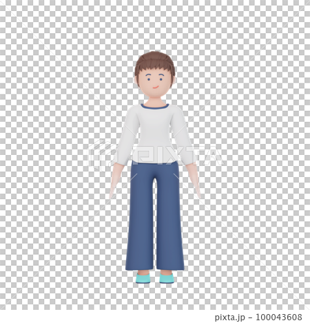 3DCG|Woman standing facing the front 3DCG|Woman standing facing the front 100043608