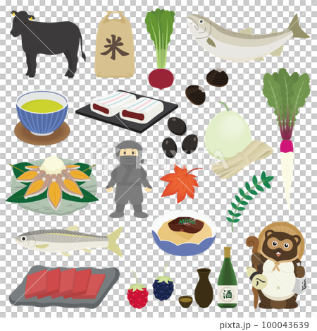 滋賀県の名物のイラストセット 滋賀県の名物のイラストセット 100043639