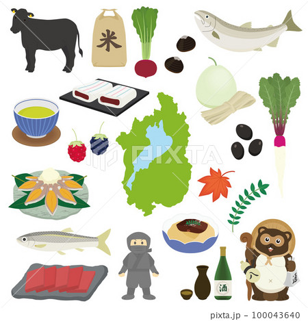 滋賀県の名物のイラストセット 100043640
