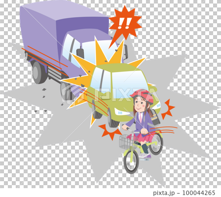 交通安全 <卡車、事故、追尾、急剎車、自行車頭盔> 100044265