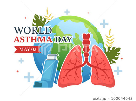 World Asthma Day on May 2 Illustration with Inhaler and Health Prevention Lungs in Flat Cartoon Hand Drawn for Web Banner or Landing Page Templates World Asthma Day on May 2 Illustration with Inhaler and Health Prevention Lungs in Flat Cartoon Hand Drawn for Web Banner or Landing Page Templates 100044642
