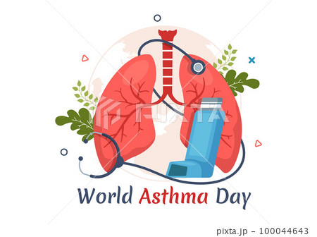 World Asthma Day on May 2 Illustration with Inhaler and Health Prevention Lungs in Flat Cartoon Hand Drawn for Web Banner or Landing Page Templates World Asthma Day on May 2 Illustration with Inhaler and Health Prevention Lungs in Flat Cartoon Hand Drawn for Web Banner or Landing Page Templates 100044643