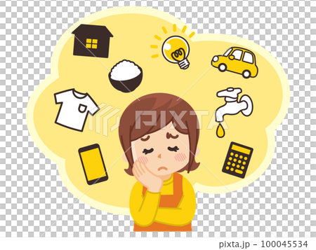 家庭主婦擔心家庭開支 100045534