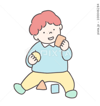 積み木を楽しむ男の子 積み木を楽しむ男の子 100046284