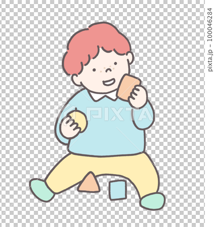 積み木を楽しむ男の子 積み木を楽しむ男の子 100046284