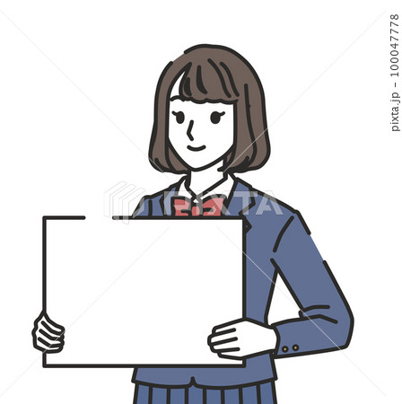 ボードを持つ女子中学生・高校生 100047778