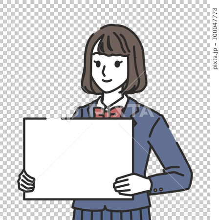 ボードを持つ女子中学生・高校生 100047778