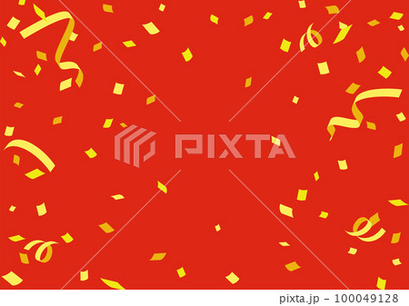 赤地に黄色の紙吹雪が舞うめでたい背景素材 100049128