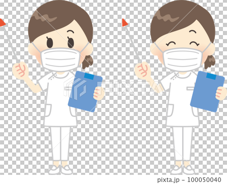 Female nurse wearing a mask and holding a pointing stick 2 100050040