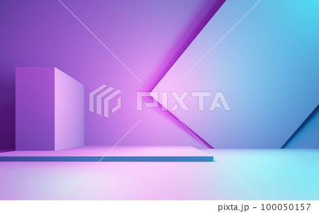 3d rendering of purple and blue abstract geometric background. Cyberpunk concept. Scene for advertising, technology, showcase, banner, cosmetic, fashion, business. Sci-Fi Illustration. Product display 3d rendering of purple and blue abstract geometric background. Cyberpunk concept. Scene for advertising, technology, showcase, banner, cosmetic, fashion, business. Sci-Fi Illustration. Product display 100050157