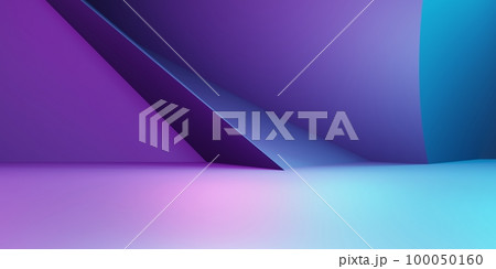 3d rendering of purple and blue abstract geometric background. Cyberpunk concept. Scene for advertising, technology, showcase, banner, cosmetic, fashion, business. Sci-Fi Illustration. Product display 100050160