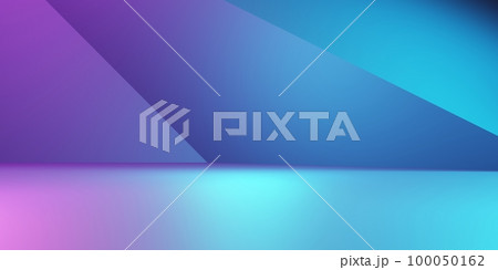 3d rendering of purple and blue abstract geometric background. Cyberpunk concept. Scene for advertising, technology, showcase, banner, cosmetic, fashion, business. Sci-Fi Illustration. Product display 100050162