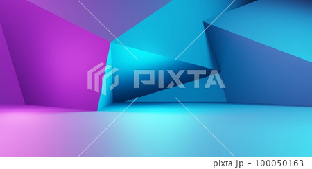 3d rendering of purple and blue abstract geometric background. Cyberpunk concept. Scene for advertising, technology, showcase, banner, cosmetic, fashion, business. Sci-Fi Illustration. Product display 3d rendering of purple and blue abstract geometric background. Cyberpunk concept. Scene for advertising, technology, showcase, banner, cosmetic, fashion, business. Sci-Fi Illustration. Product display 100050163