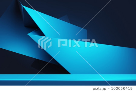 3d rendering of blue abstract geometric background. Cyberpunk concept. Scene for advertising, technology, showcase, metaverse, banner, cosmetic, fashion, business. Sci-Fi Illustration. Product display 3d rendering of blue abstract geometric background. Cyberpunk concept. Scene for advertising, technology, showcase, metaverse, banner, cosmetic, fashion, business. Sci-Fi Illustration. Product display 100050419