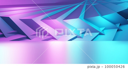 3d rendering of purple and blue abstract geometric background. Cyberpunk concept. Scene for advertising, technology, showcase, banner, cosmetic, fashion, business. Sci-Fi Illustration. Product display 3d rendering of purple and blue abstract geometric background. Cyberpunk concept. Scene for advertising, technology, showcase, banner, cosmetic, fashion, business. Sci-Fi Illustration. Product display 100050426