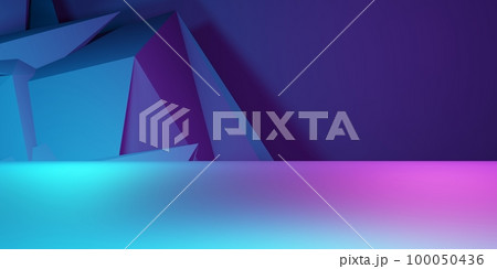 3d rendering of purple and blue abstract geometric background. Scene for advertising, technology, showcase, banner, cosmetic, fashion, business, metaverse. Sci-Fi Illustration. Product display 3d rendering of purple and blue abstract geometric background. Scene for advertising, technology, showcase, banner, cosmetic, fashion, business, metaverse. Sci-Fi Illustration. Product display 100050436