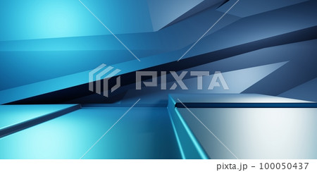 3d rendering of blue abstract geometric background. Cyberpunk concept. Scene for advertising, technology, showcase, metaverse, banner, cosmetic, fashion, business. Sci-Fi Illustration. Product display 3d rendering of blue abstract geometric background. Cyberpunk concept. Scene for advertising, technology, showcase, metaverse, banner, cosmetic, fashion, business. Sci-Fi Illustration. Product display 100050437