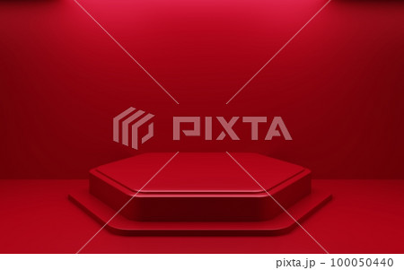 3d rendering of empty red podium abstract geometric minimal background. Scene for advertising, cosmetic ads, showcase, presentation, technology, cream, fashion, new year. Illustration. Product display 3d rendering of empty red podium abstract geometric minimal background. Scene for advertising, cosmetic ads, showcase, presentation, technology, cream, fashion, new year. Illustration. Product display 100050440