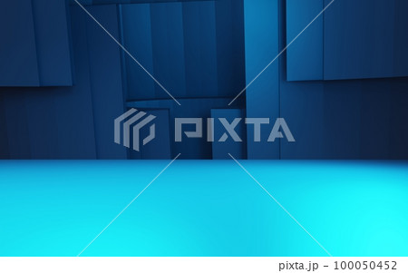 3d rendering of blue abstract geometric background. Cyberpunk concept. Scene for advertising, technology, showcase, banner, cosmetic, fashion, business. Sci-Fi Illustration. Product display 3d rendering of blue abstract geometric background. Cyberpunk concept. Scene for advertising, technology, showcase, banner, cosmetic, fashion, business. Sci-Fi Illustration. Product display 100050452