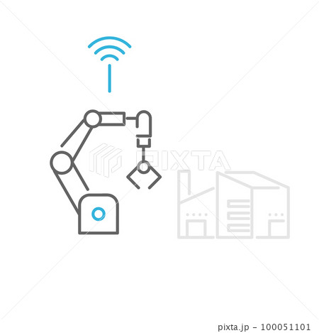 ロボットアームによるオートメーション化の工場のイメージアイコン素材 100051101