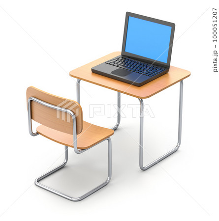 School desk with laptop School desk with laptop 100051207