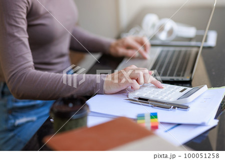 Education concepts, High school Young female student or college students fell happy with studying reading or researching and doing homework using computer laptop or tablet calculator for learning Education concepts, High school Young female student or college students fell happy with studying reading or researching and doing homework using computer laptop or tablet calculator for learning 100051258