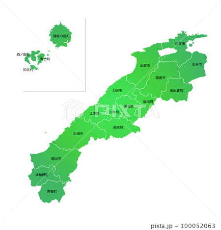 島根県と市町村地図 島根県と市町村地図 100052063