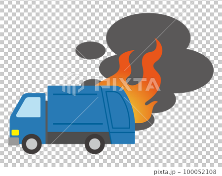 炎上するゴミ収集車のイラスト 100052108